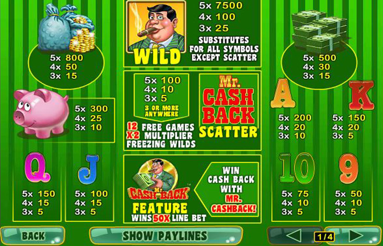 Mr Cash Back — bonus feature