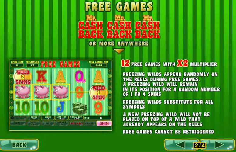 Mr Cash Back — paytable