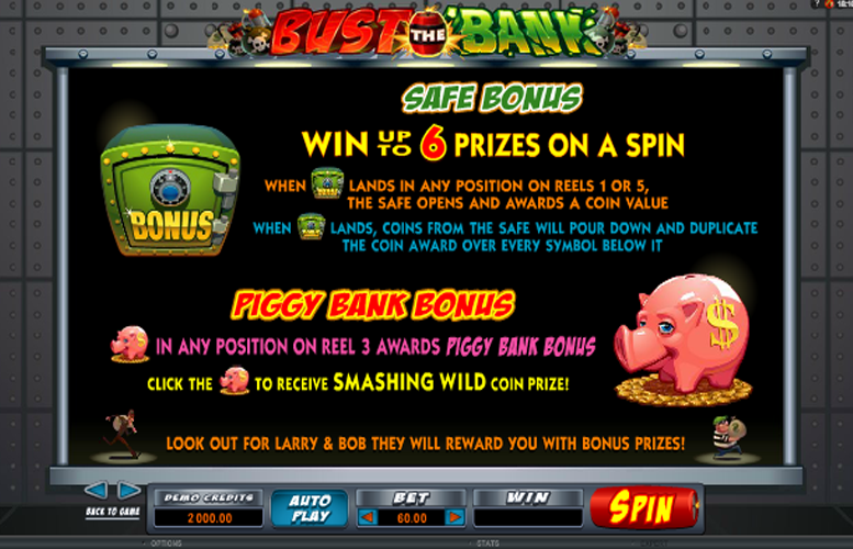 Bust The Bank — paytable